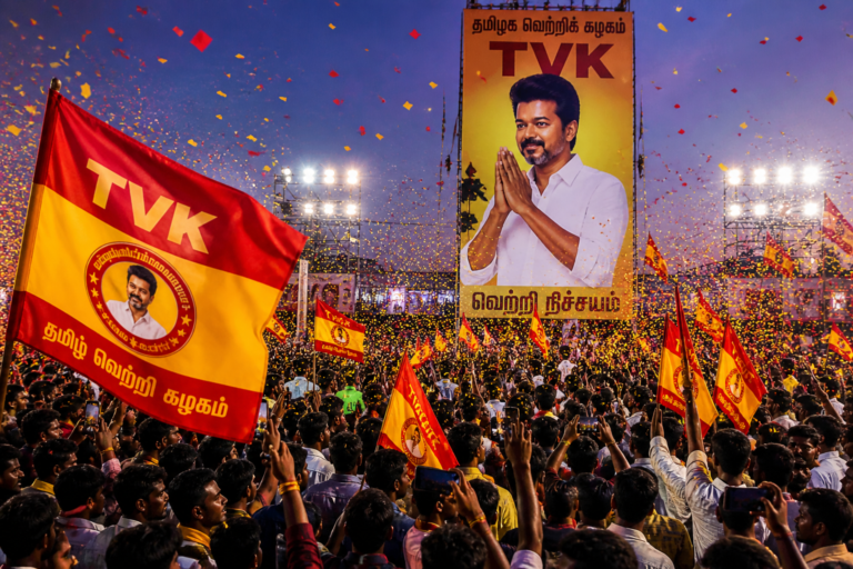Vijay’s TVK Nears Majority in Tamil Nadu Election 2026